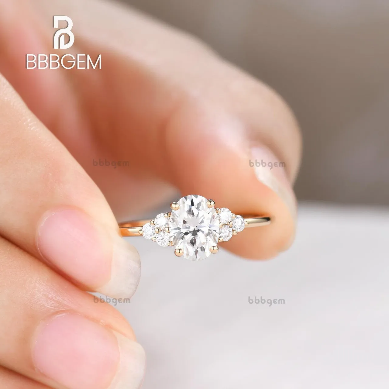 Moissanite Engagement ring Oval Yellow Gold 5x7mm Moissanite Wedding Ring 0.9-1 carat gemstone with Diamond Bridal Ring 14K/18K