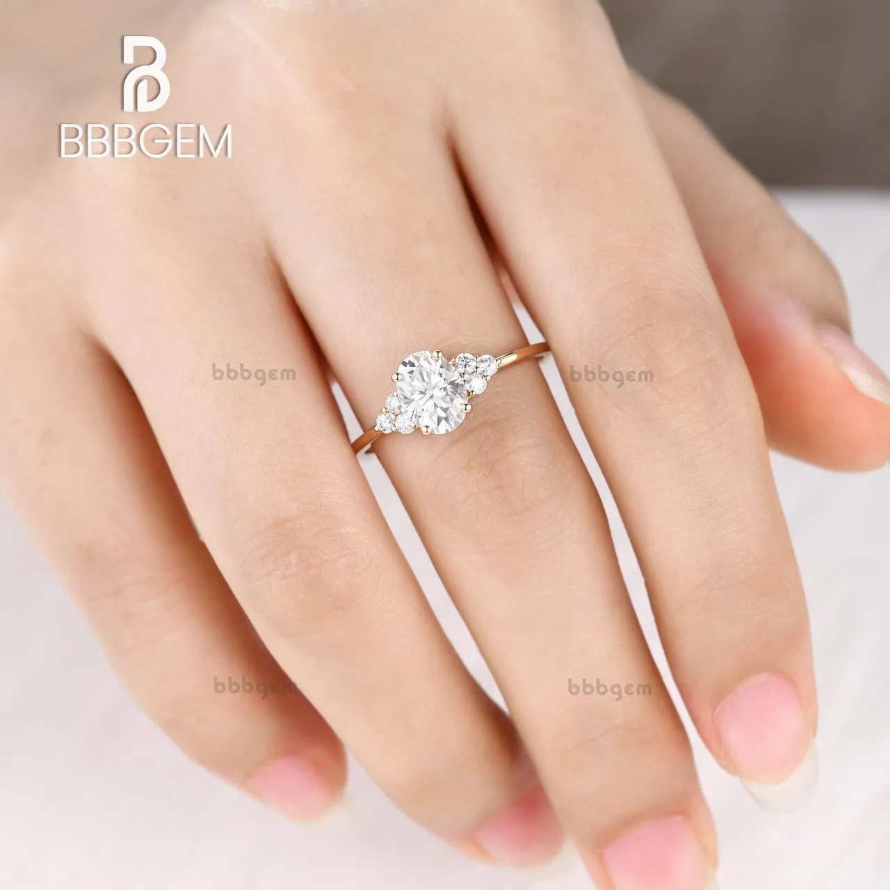 Moissanite Engagement ring Oval Yellow Gold 5x7mm Moissanite Wedding Ring 0.9-1 carat gemstone with Diamond Bridal Ring 14K/18K