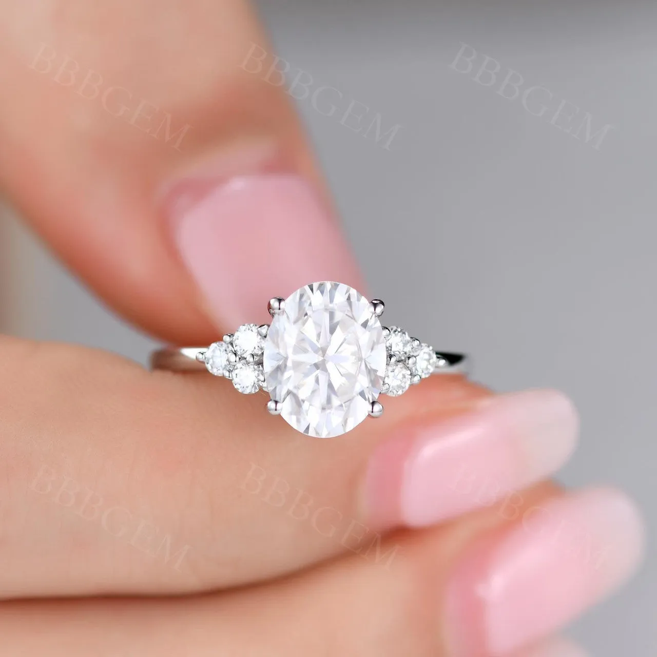 Moissanite Engagement ring Oval Yellow Gold 5x7mm Moissanite Wedding Ring 0.9-1 carat gemstone with Diamond Bridal Ring 14K/18K
