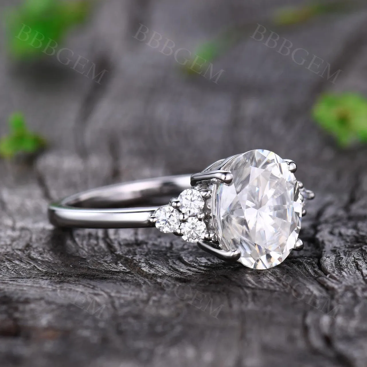Moissanite Engagement ring Oval Yellow Gold 5x7mm Moissanite Wedding Ring 0.9-1 carat gemstone with Diamond Bridal Ring 14K/18K