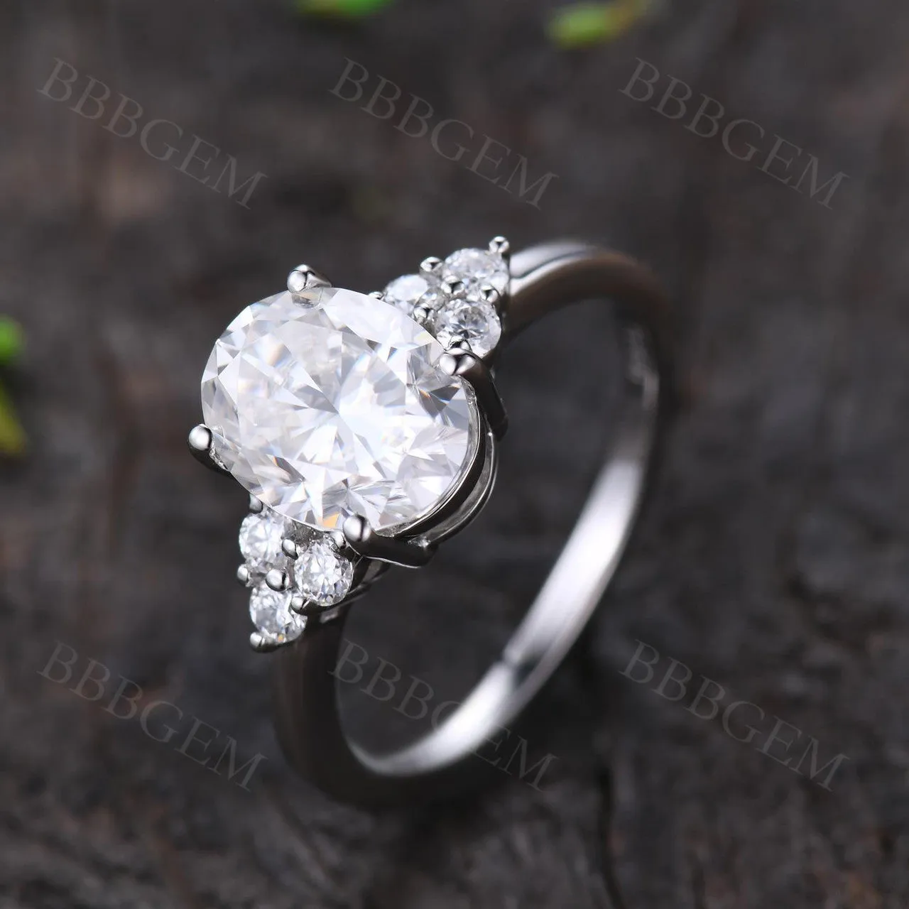 Moissanite Engagement ring Oval Yellow Gold 5x7mm Moissanite Wedding Ring 0.9-1 carat gemstone with Diamond Bridal Ring 14K/18K