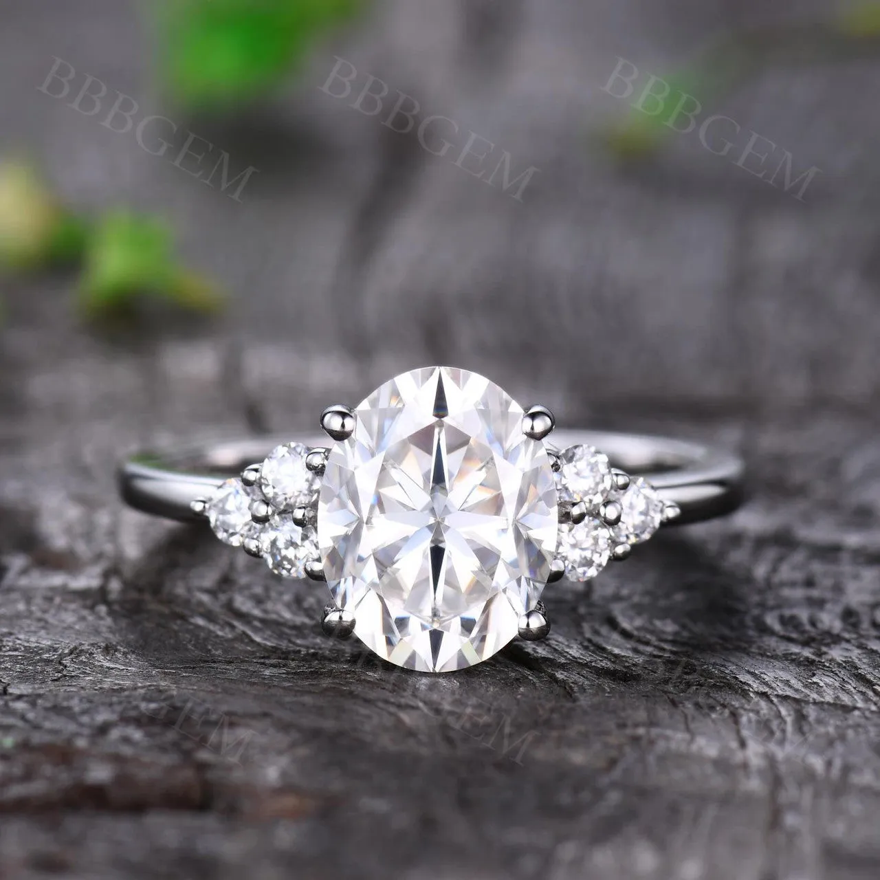 Moissanite Engagement ring Oval Yellow Gold 5x7mm Moissanite Wedding Ring 0.9-1 carat gemstone with Diamond Bridal Ring 14K/18K
