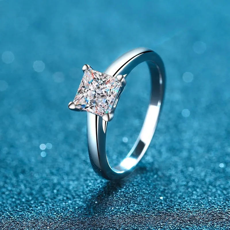 Moissanite Wedding Princess Cut Statement Ring-RM017