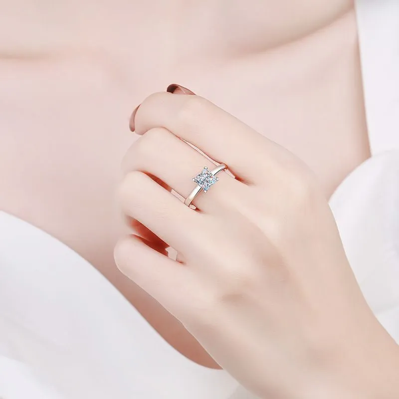 Moissanite Wedding Princess Cut Statement Ring-RM017