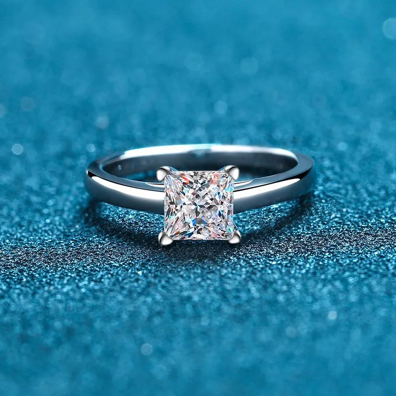 Moissanite Wedding Princess Cut Statement Ring-RM017
