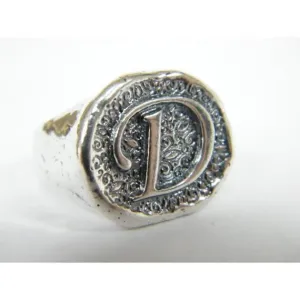 Monogram silver ring , sterling silver  jewelry , Bluenoemi ring with the letter "D"