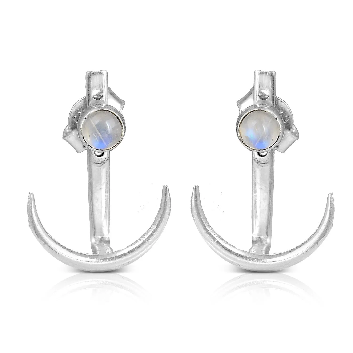 Moon Earrings with Moonstone Sterling Silver