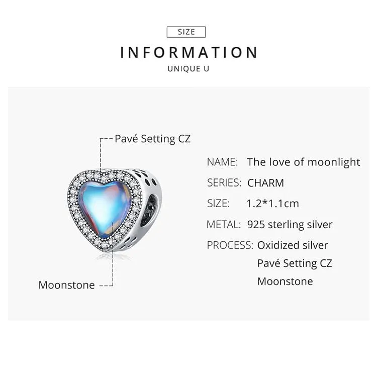 Moonstone Heart Charm