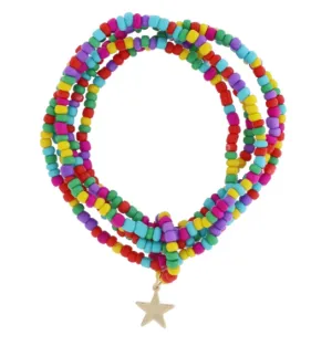Multi Color Beaded Bracelet Set w/Star Charm