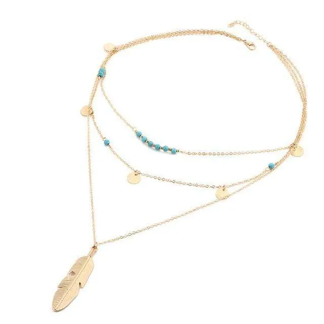 Multi-Layer Leaf Chain Necklaces