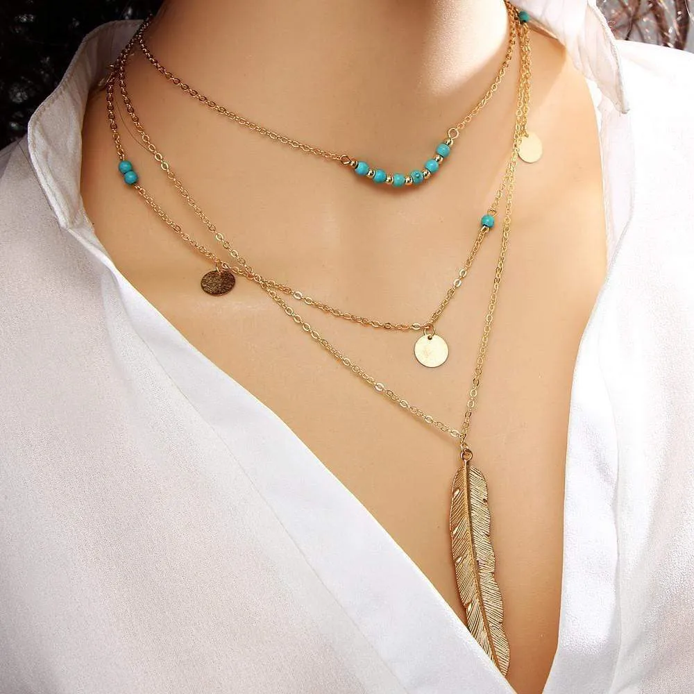 Multi-Layer Leaf Chain Necklaces