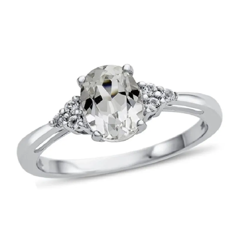 Multi Stone Solitaire Accents Sterling Silver Women Wedding Ring