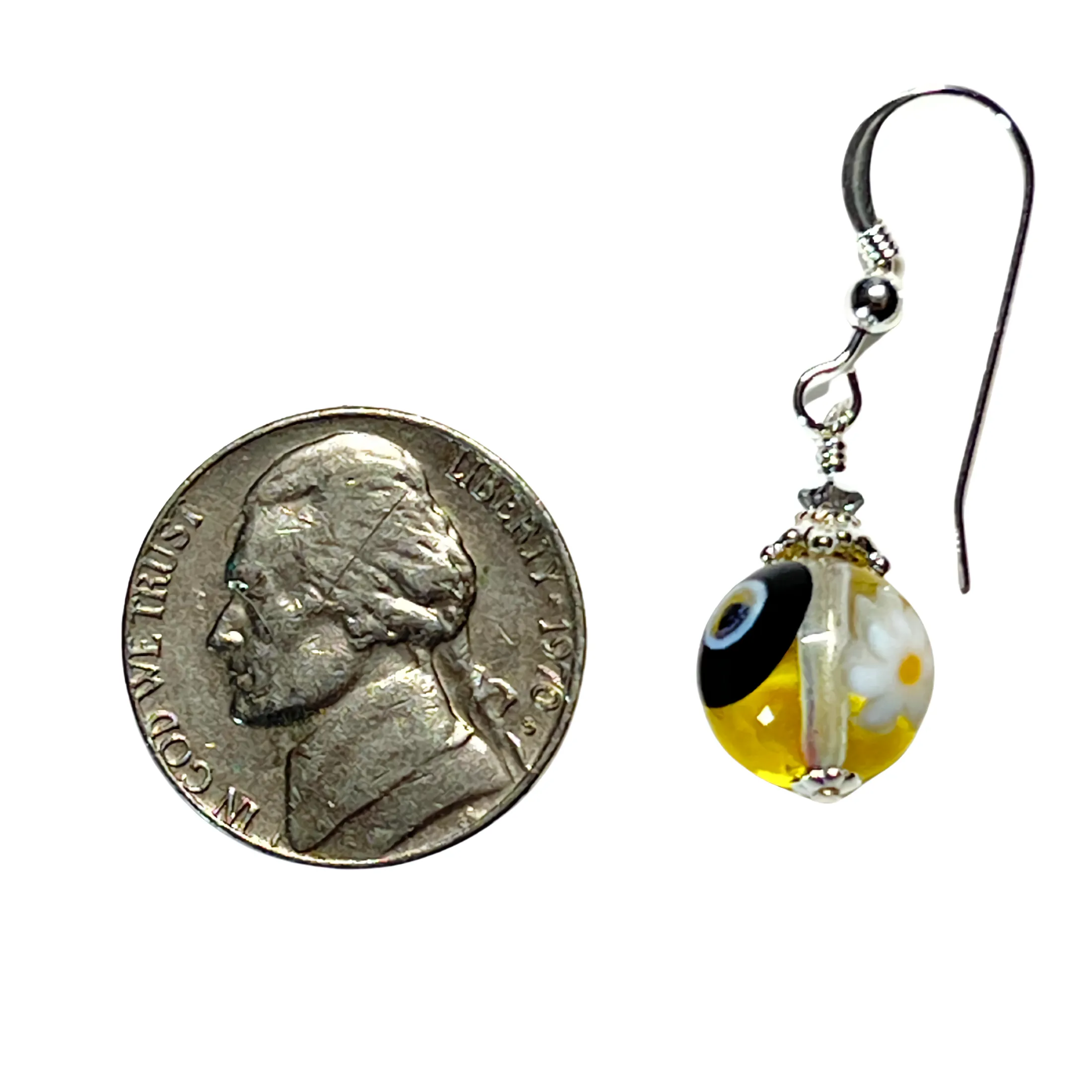 Murano Small Millefiori Clear Ball Silver Earrings