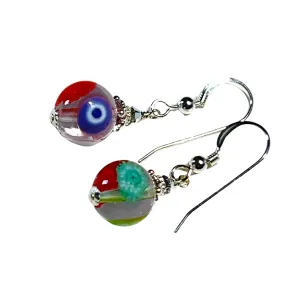 Murano Small Millefiori Clear Ball Silver Earrings