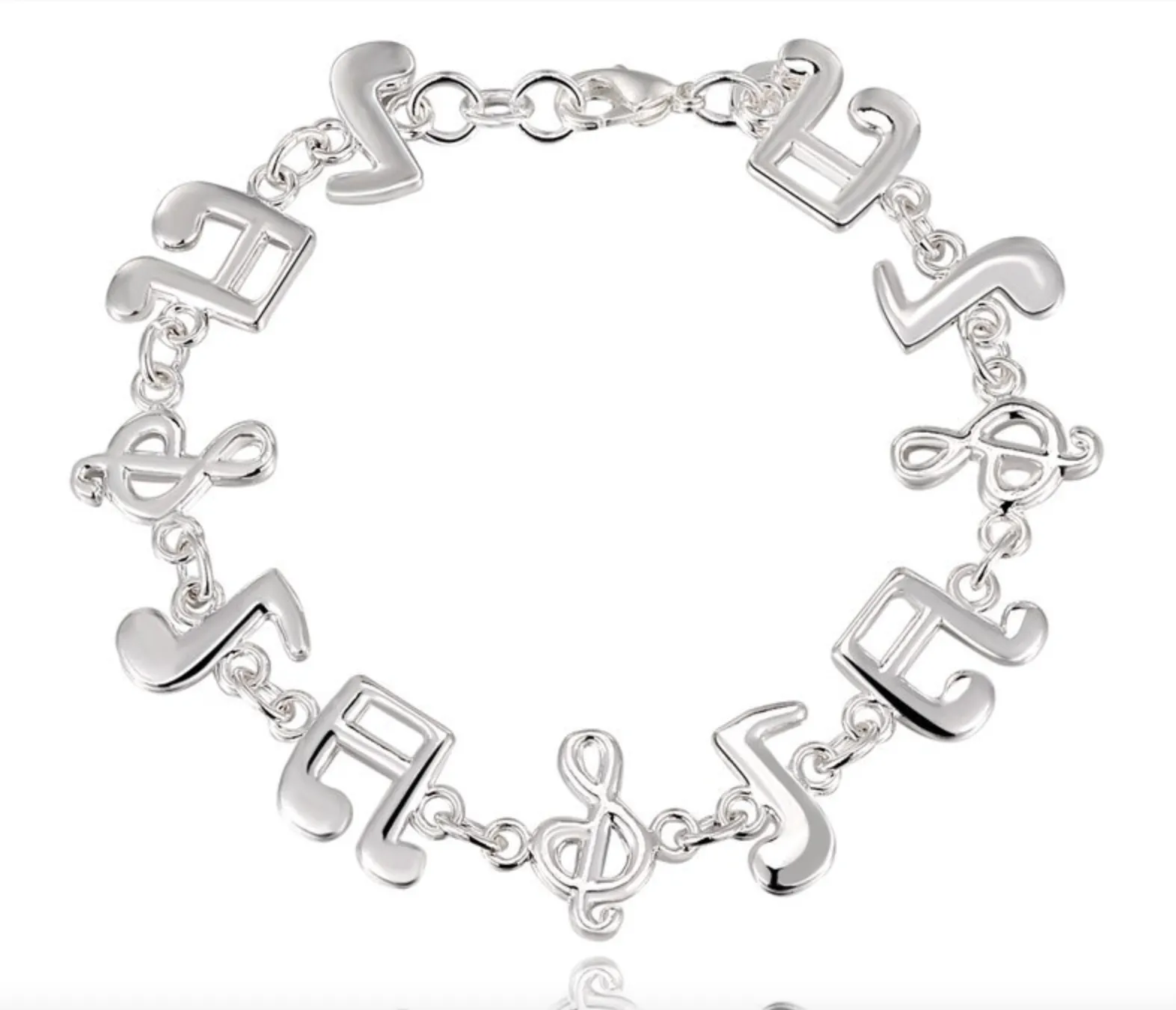 Music Note Chain Bracelet & Bangle 925 Sterling Silver
