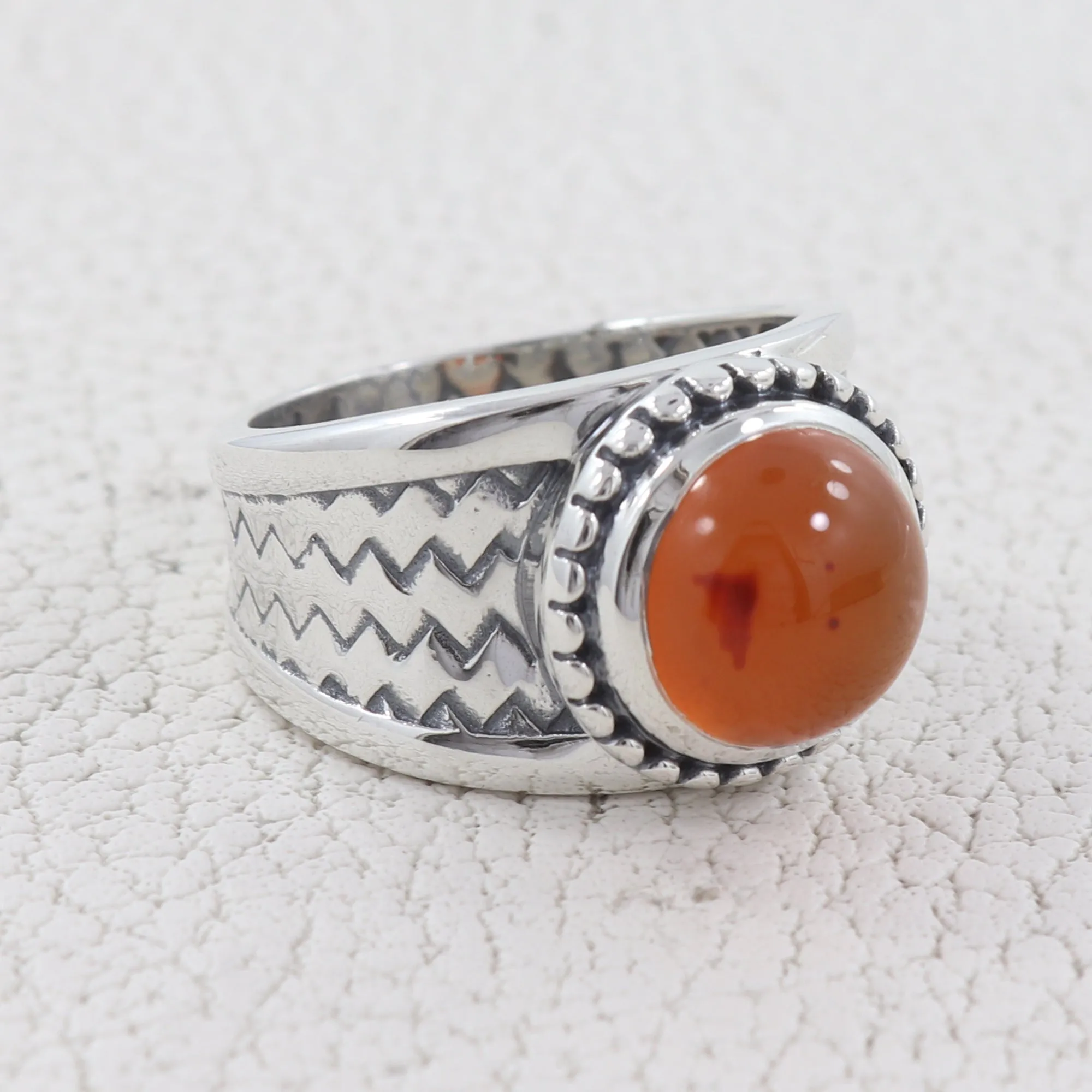 Natural Carnelian Silver Rings