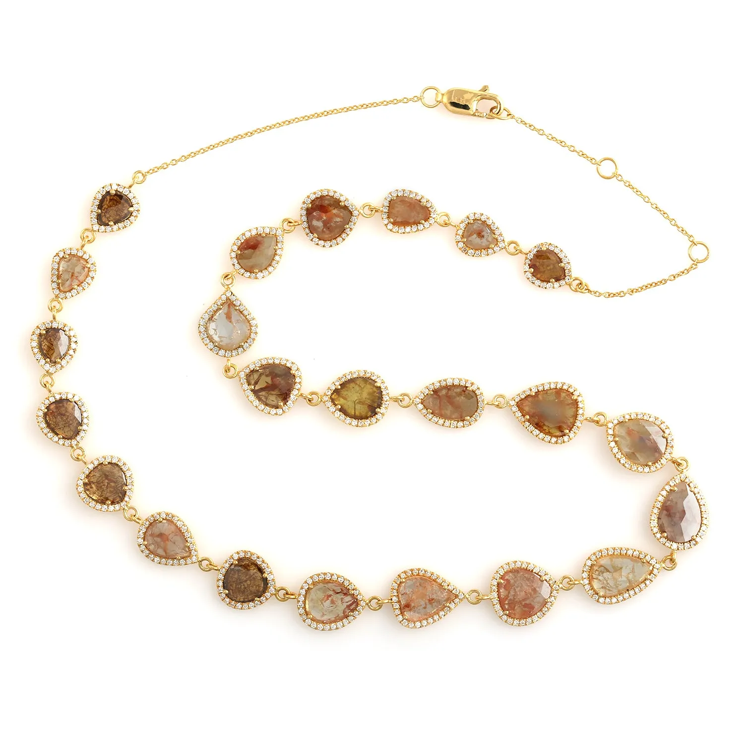 Natural Ice Diamond Pave Diamond In 18k Yellow Gold Wedding Choker Necklace For Her