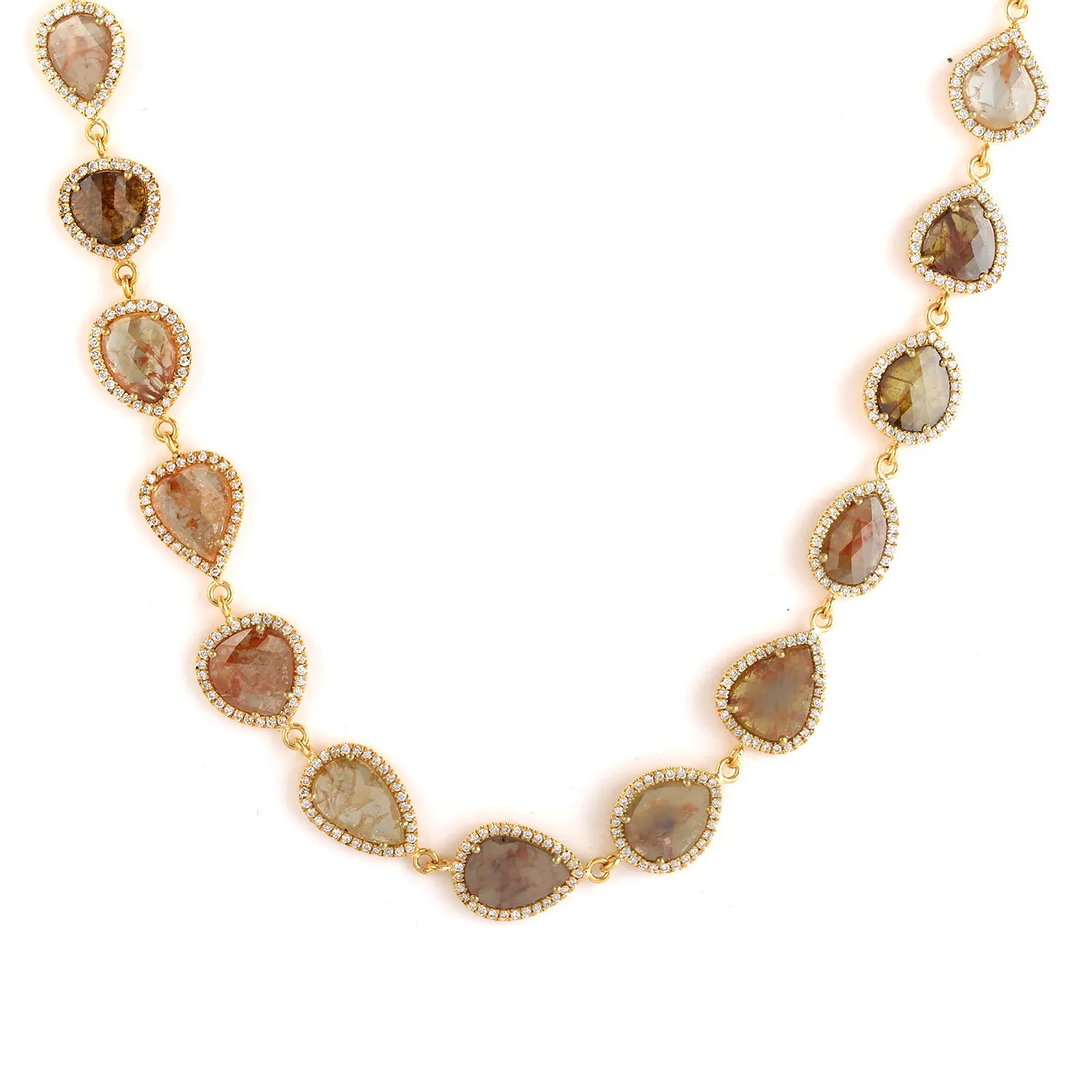 Natural Ice Diamond Pave Diamond In 18k Yellow Gold Wedding Choker Necklace For Her