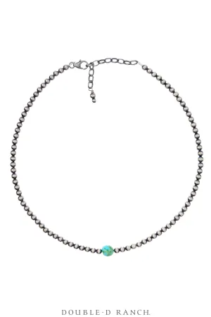 Necklace, Desert Pearl, Turquoise & Sterling Silver, Choker, Contemporary, 3514