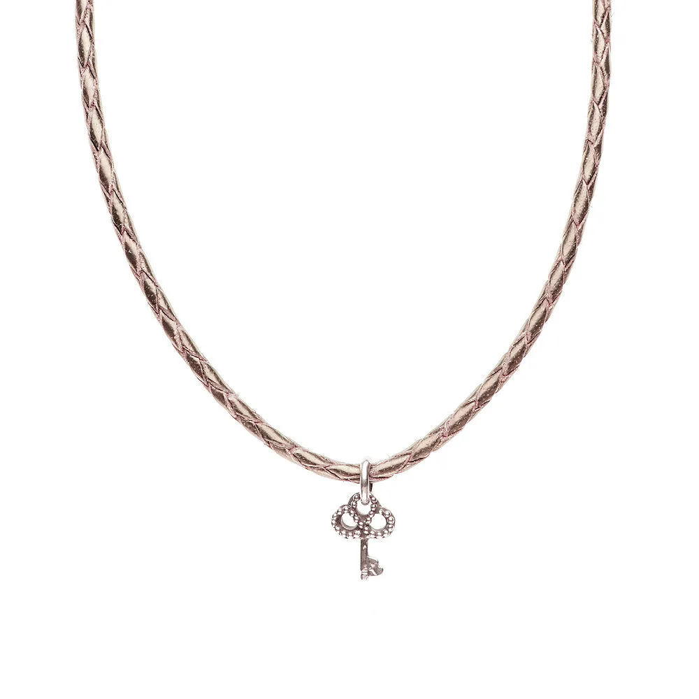 Necklace Leather Braided - Bronze, M (24-26inch/61-66cm)