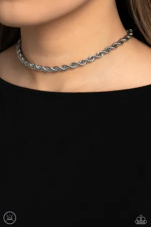Never Lose ROPE - Silver - Twisted Chain Paparazzi Choker Necklace