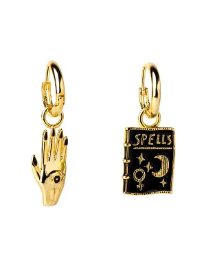 New Nordstrom Mystic Spells Hoop Earrings! A hand with an eye in the palm warding off evil and seeing into the future, plus a magic spell book meant to be read aloud at night under the stars