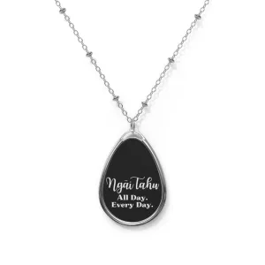 Ngāi Tahu All Day. Every Day. Oval Necklace - black