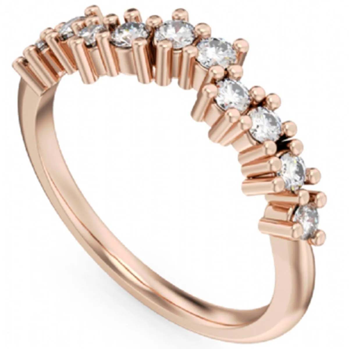 Noam Carver Asymmetrical Curved Round Cut Diamond Wedding Band
