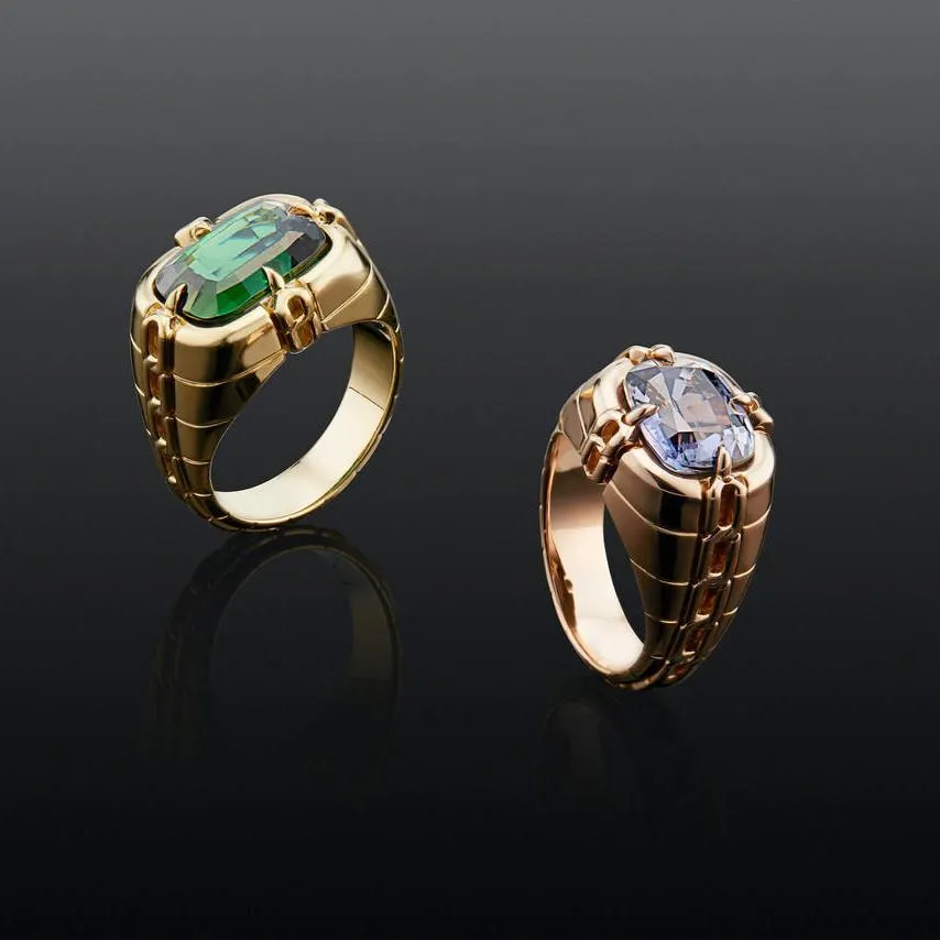 OATH GYPSY LINK RING WITH GREEN TOURMALINE
