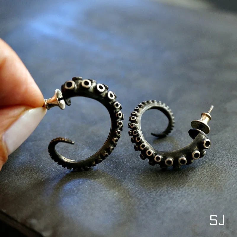 Octopus Hoop Earrings Large