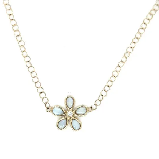 Opal & Diamond Orchid Adjustable Necklace