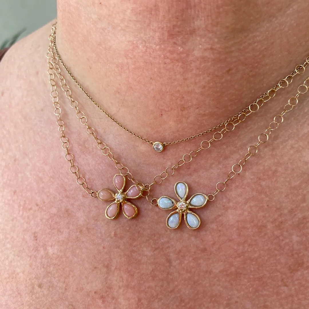 Opal & Diamond Orchid Adjustable Necklace