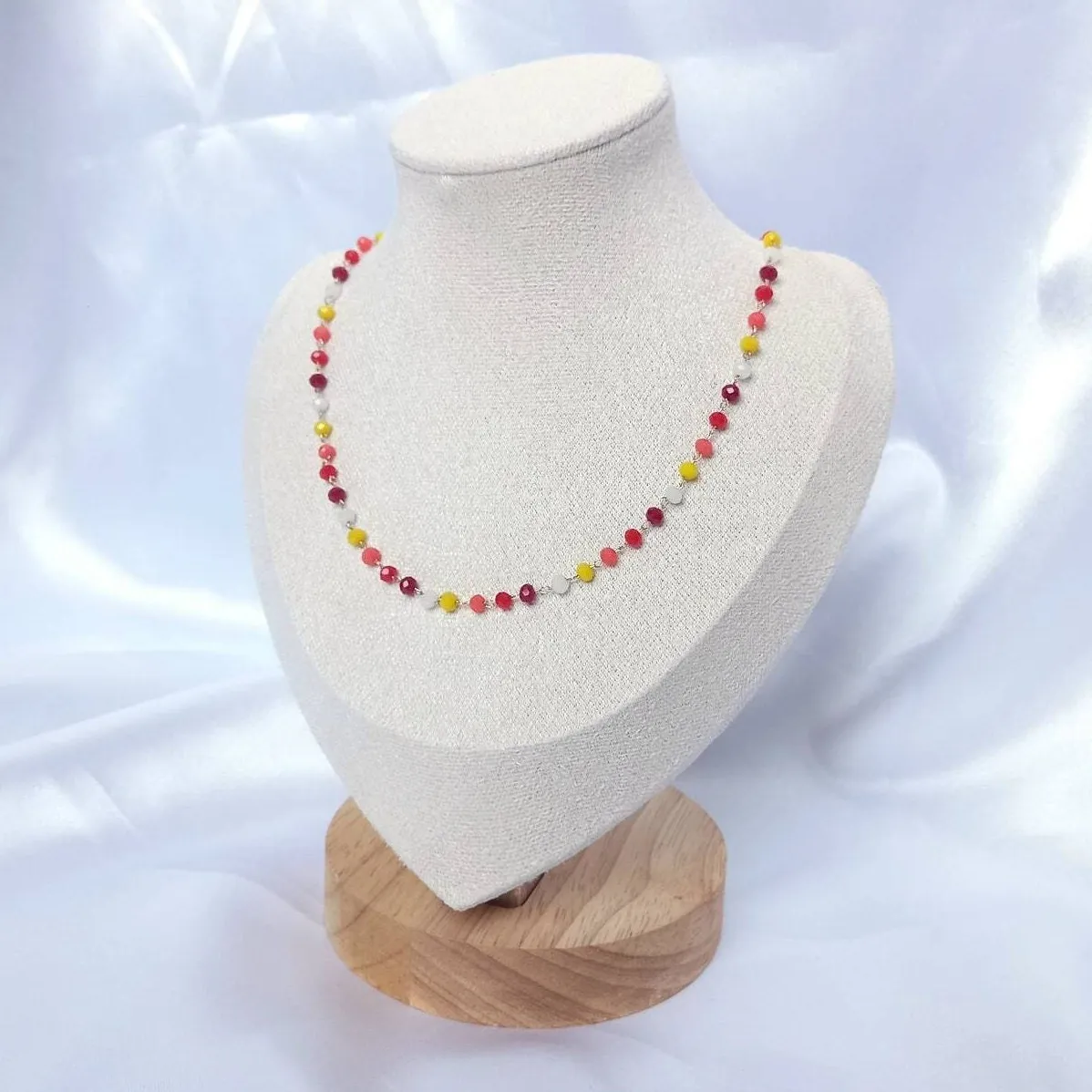 Orange & Gold Bead Choker Necklace - Gold Jewellery,Red Choker Necklace,Beaded Necklaces In The UK,Red Bead Necklace,Orange Beaded Jewellery