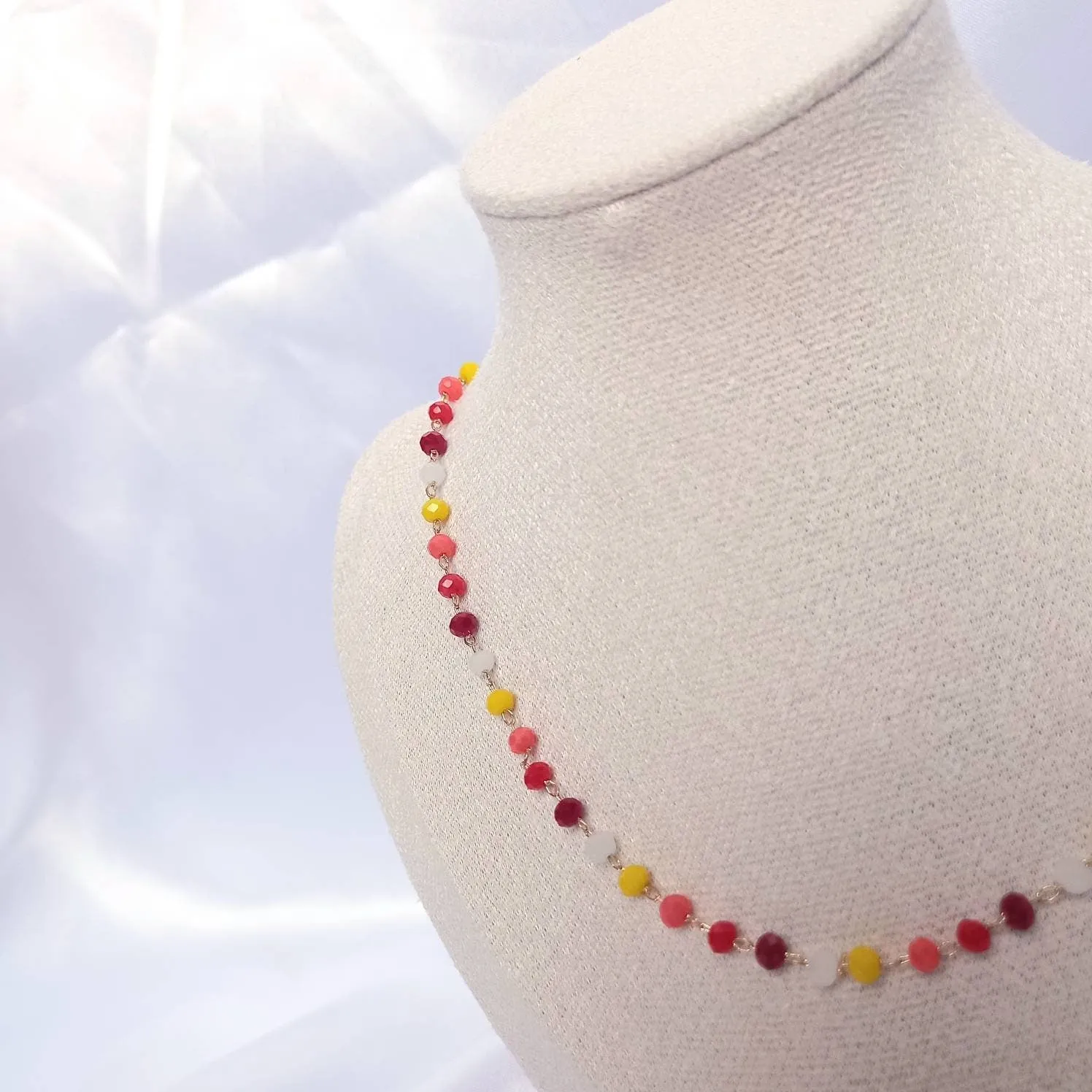 Orange & Gold Bead Choker Necklace - Gold Jewellery,Red Choker Necklace,Beaded Necklaces In The UK,Red Bead Necklace,Orange Beaded Jewellery