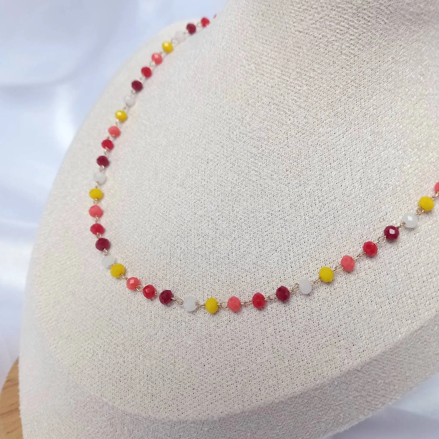Orange & Gold Bead Choker Necklace - Gold Jewellery,Red Choker Necklace,Beaded Necklaces In The UK,Red Bead Necklace,Orange Beaded Jewellery