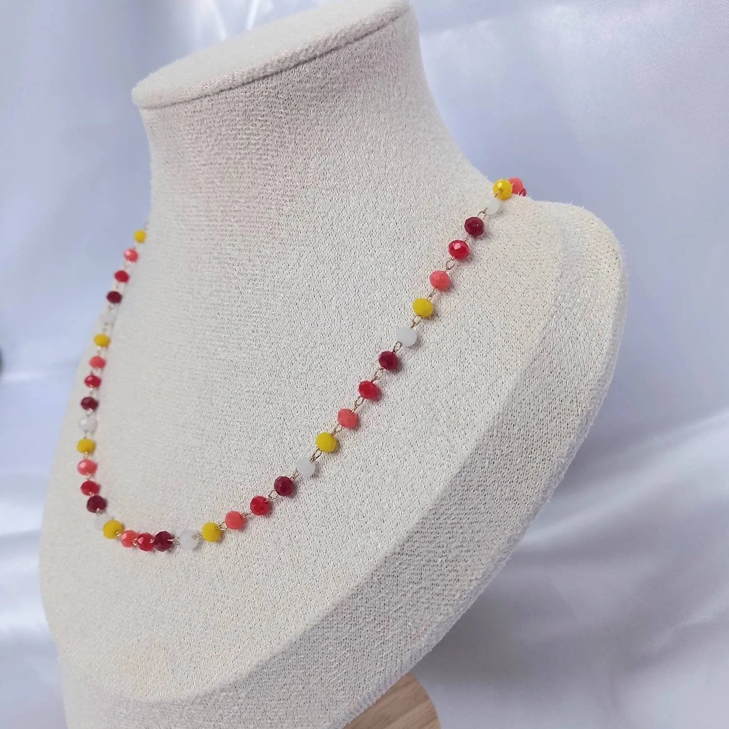 Orange & Gold Bead Choker Necklace - Gold Jewellery,Red Choker Necklace,Beaded Necklaces In The UK,Red Bead Necklace,Orange Beaded Jewellery