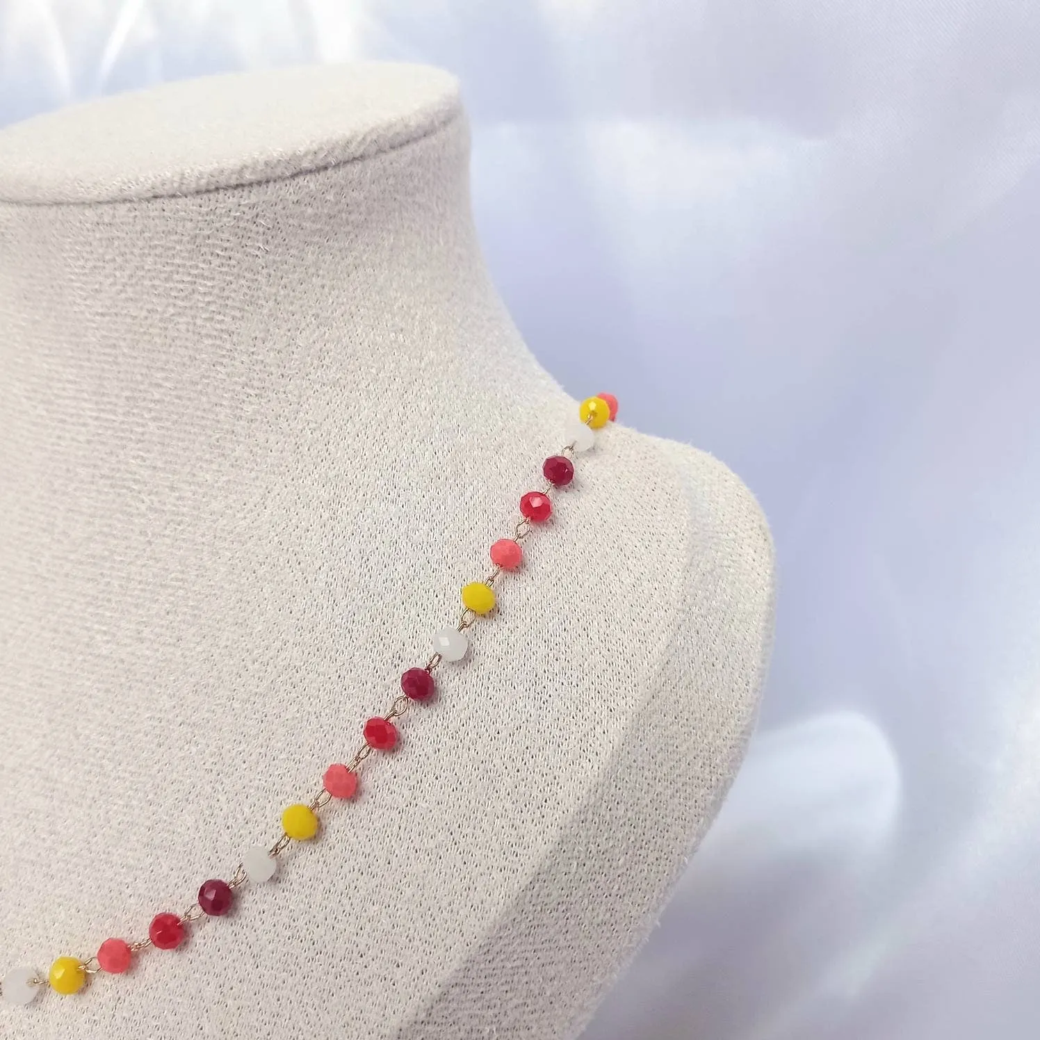 Orange & Gold Bead Choker Necklace - Gold Jewellery,Red Choker Necklace,Beaded Necklaces In The UK,Red Bead Necklace,Orange Beaded Jewellery