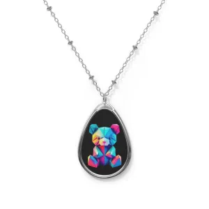 Origami Neon Teddy Oval Necklace