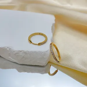 Oufer Stainless Steel Hand Polish CZ Hoop Earring  For Women Party Daily Gift