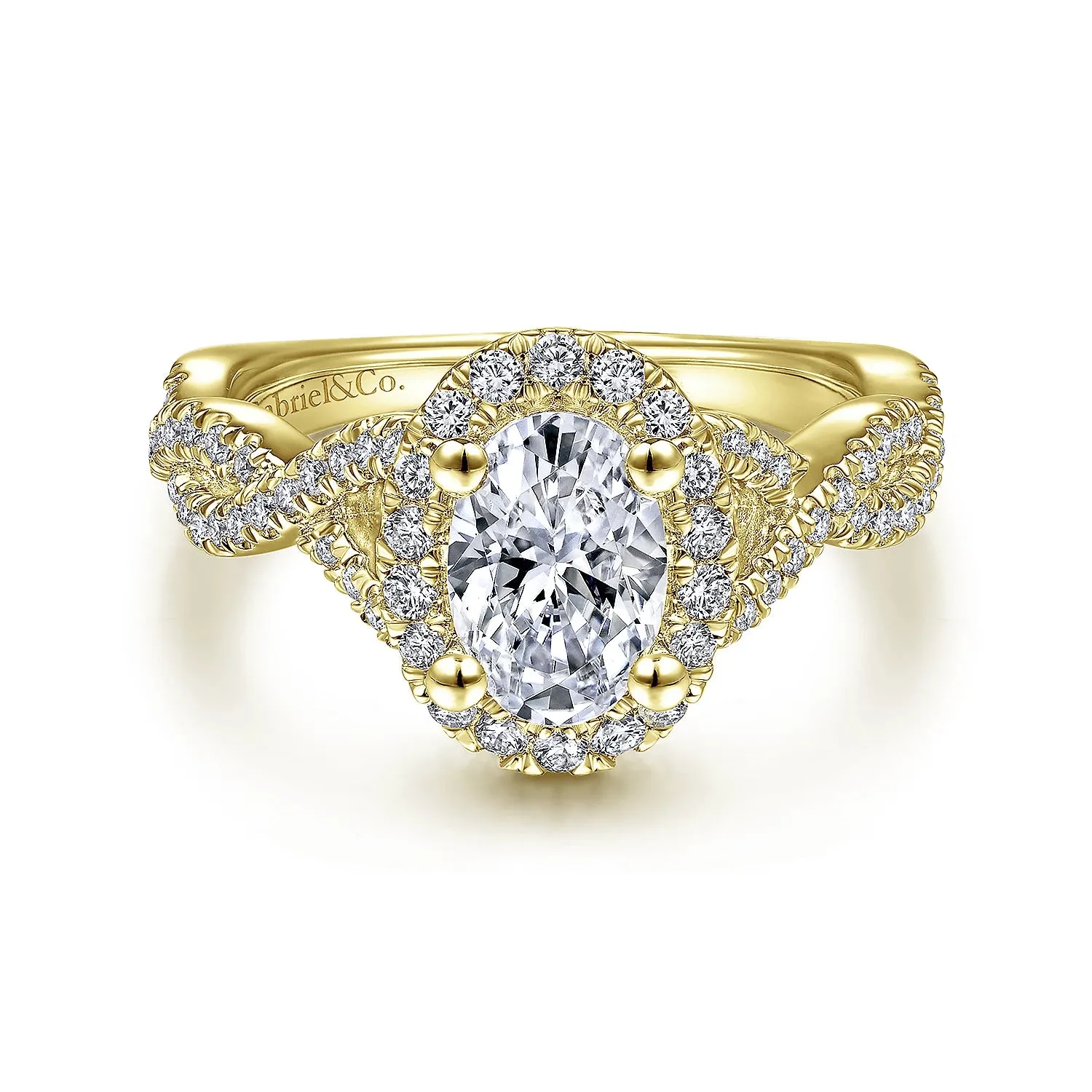 Oval Halo Twist Diamond Engagement Ring Mounting