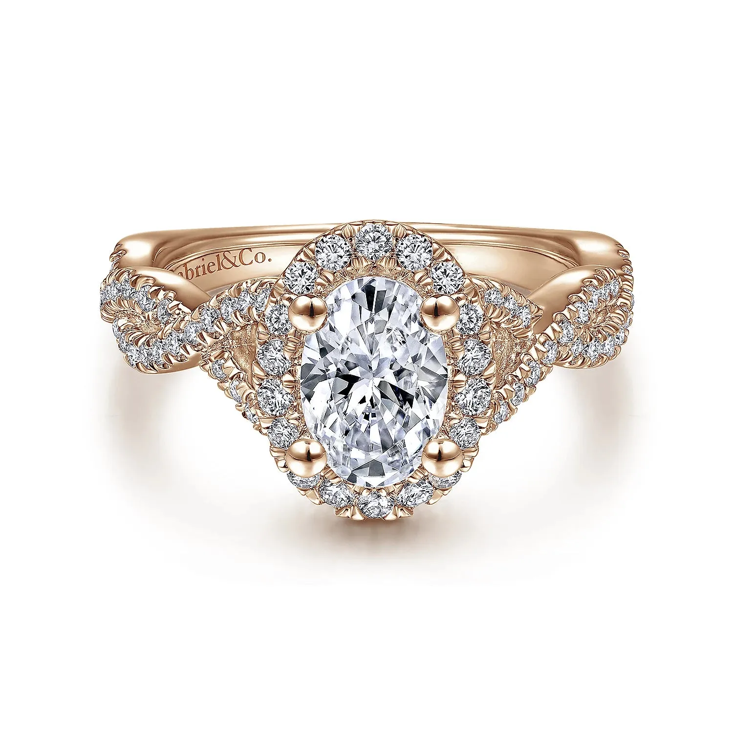 Oval Halo Twist Diamond Engagement Ring Mounting