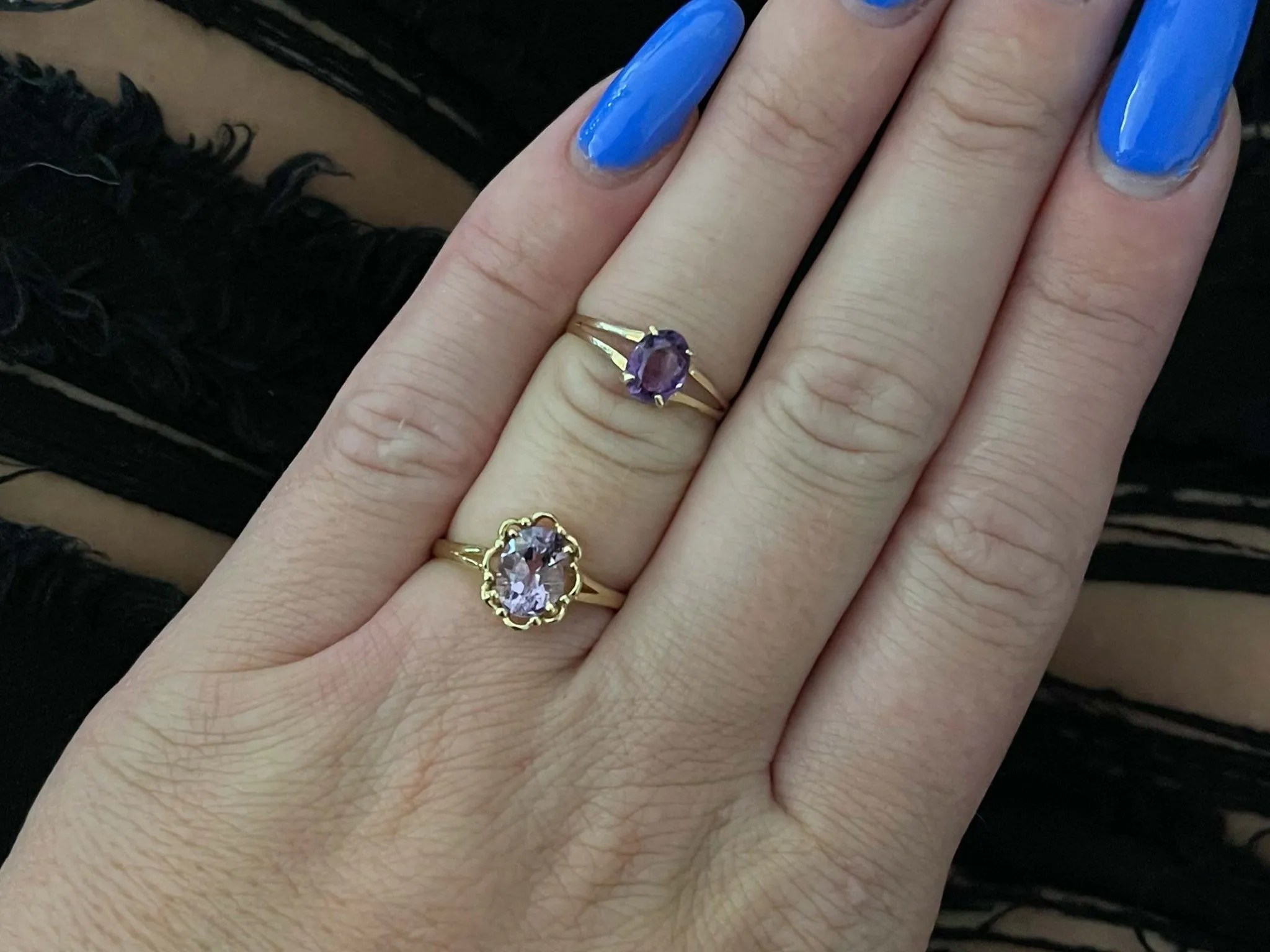 Oval Purple Amethyst Ring in 14k Yellow Gold