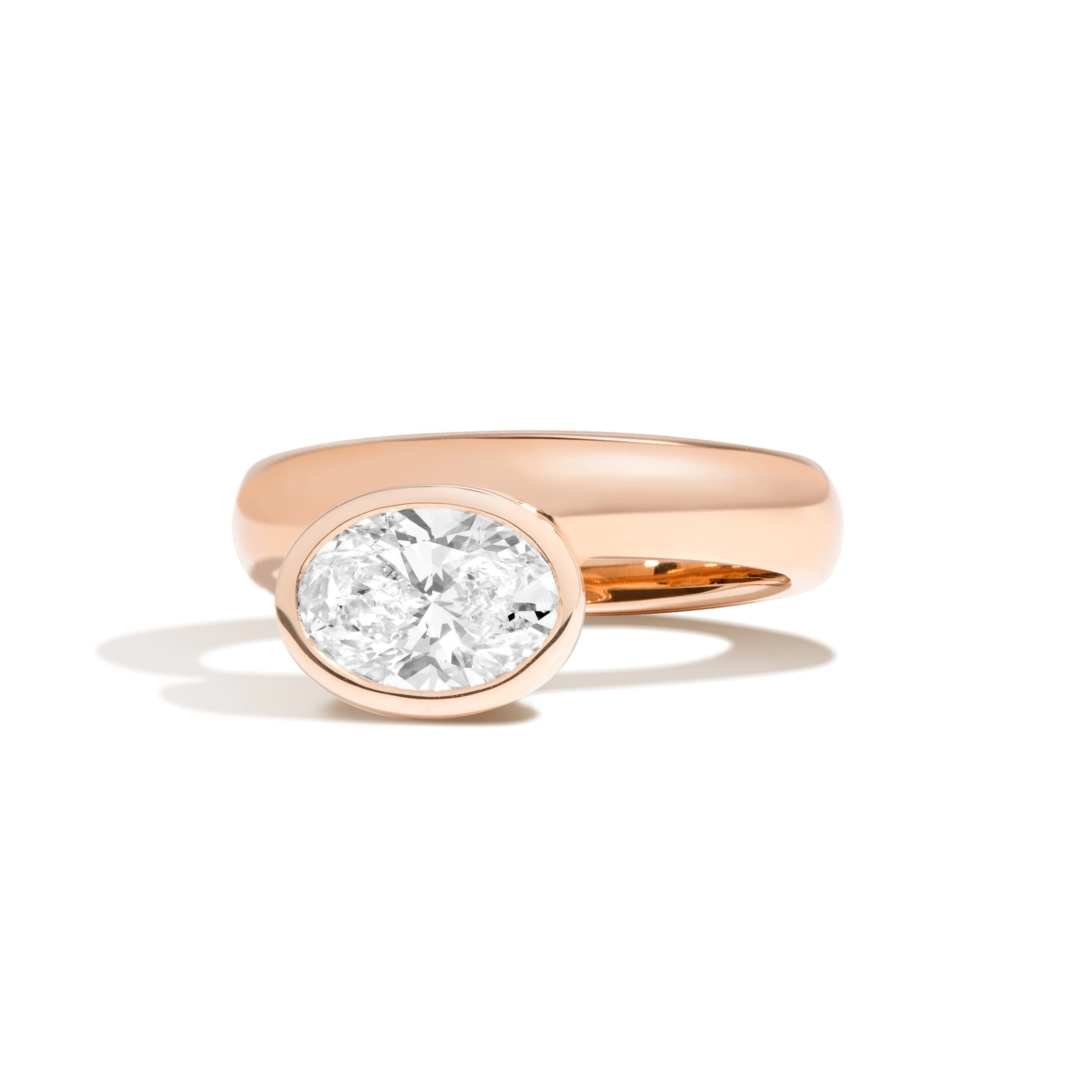 Oval Wide Side Set Rivet Engagement Ring