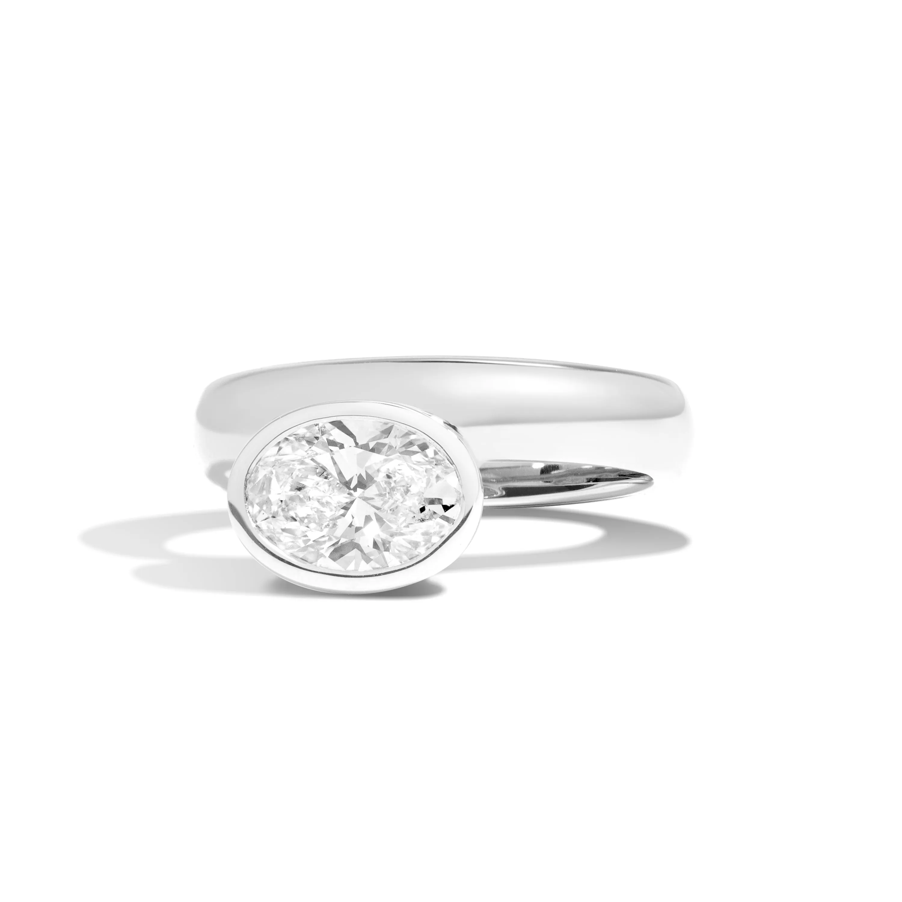 Oval Wide Side Set Rivet Engagement Ring