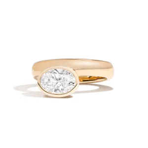 Oval Wide Side Set Rivet Engagement Ring