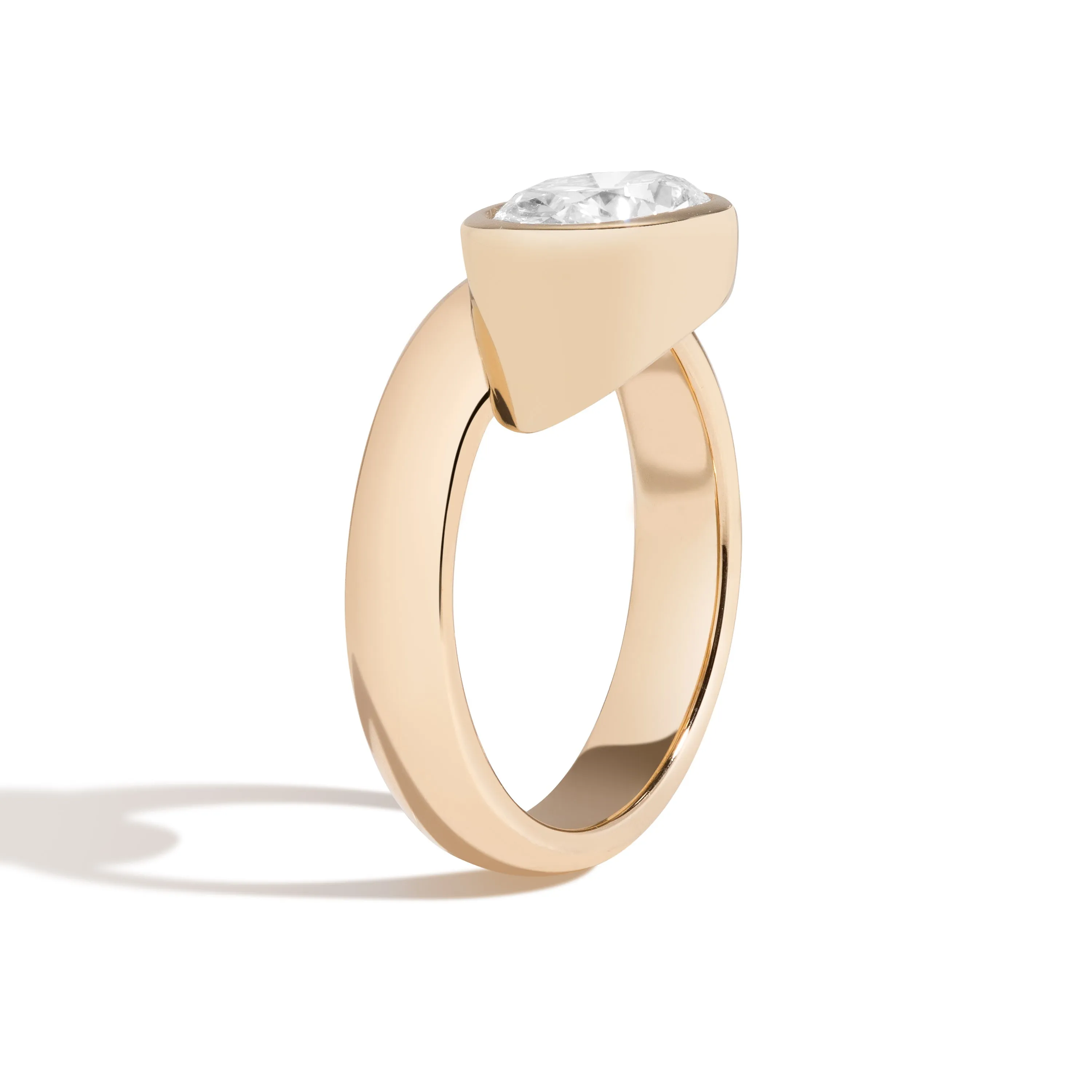 Oval Wide Side Set Rivet Engagement Ring