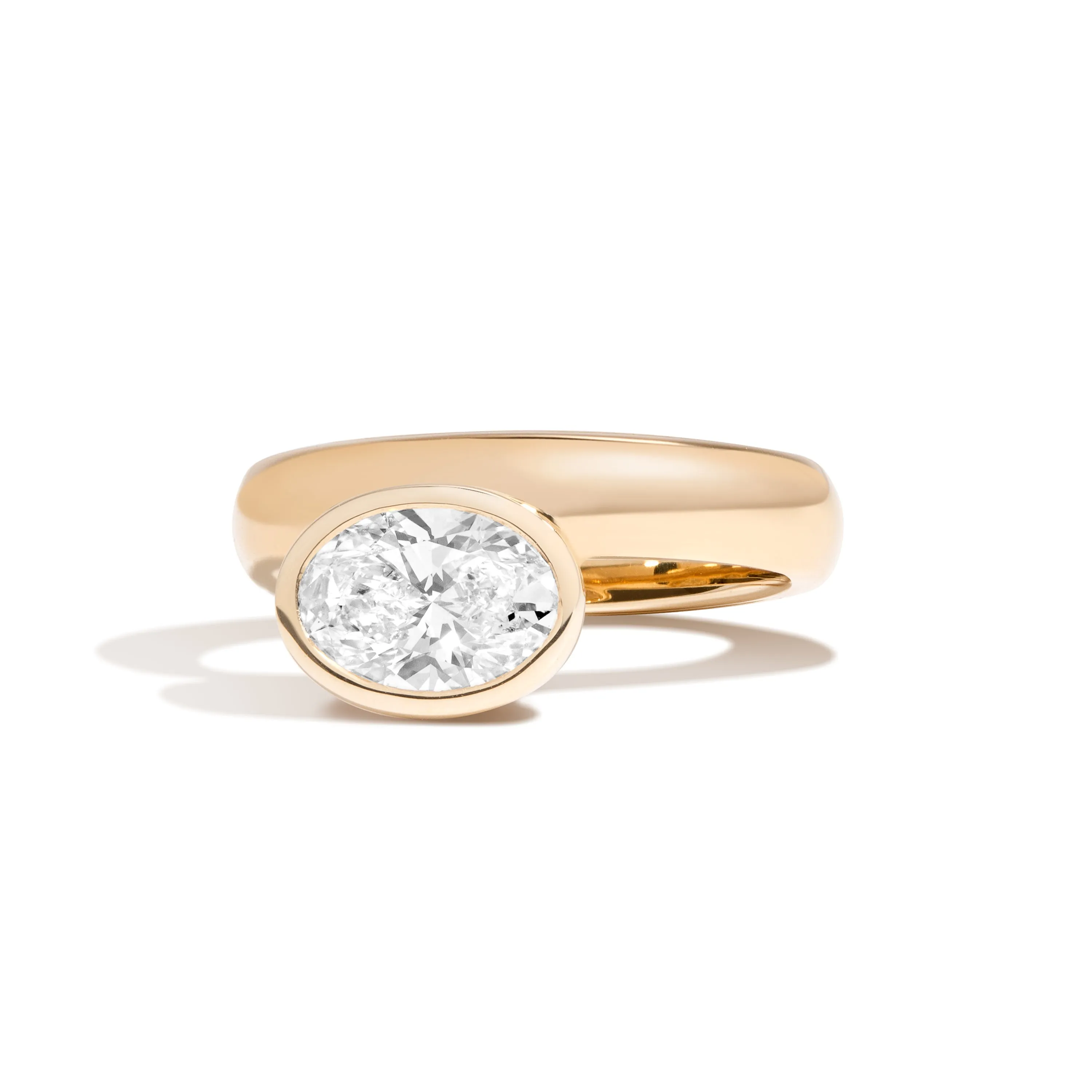 Oval Wide Side Set Rivet Engagement Ring