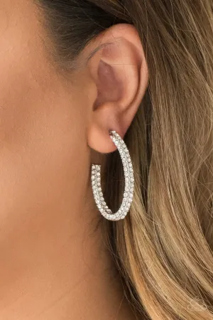 Paparazzi - Big Winner - White Earrings
