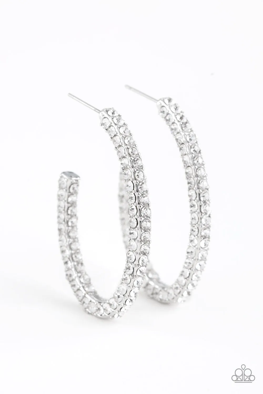 Paparazzi - Big Winner - White Earrings