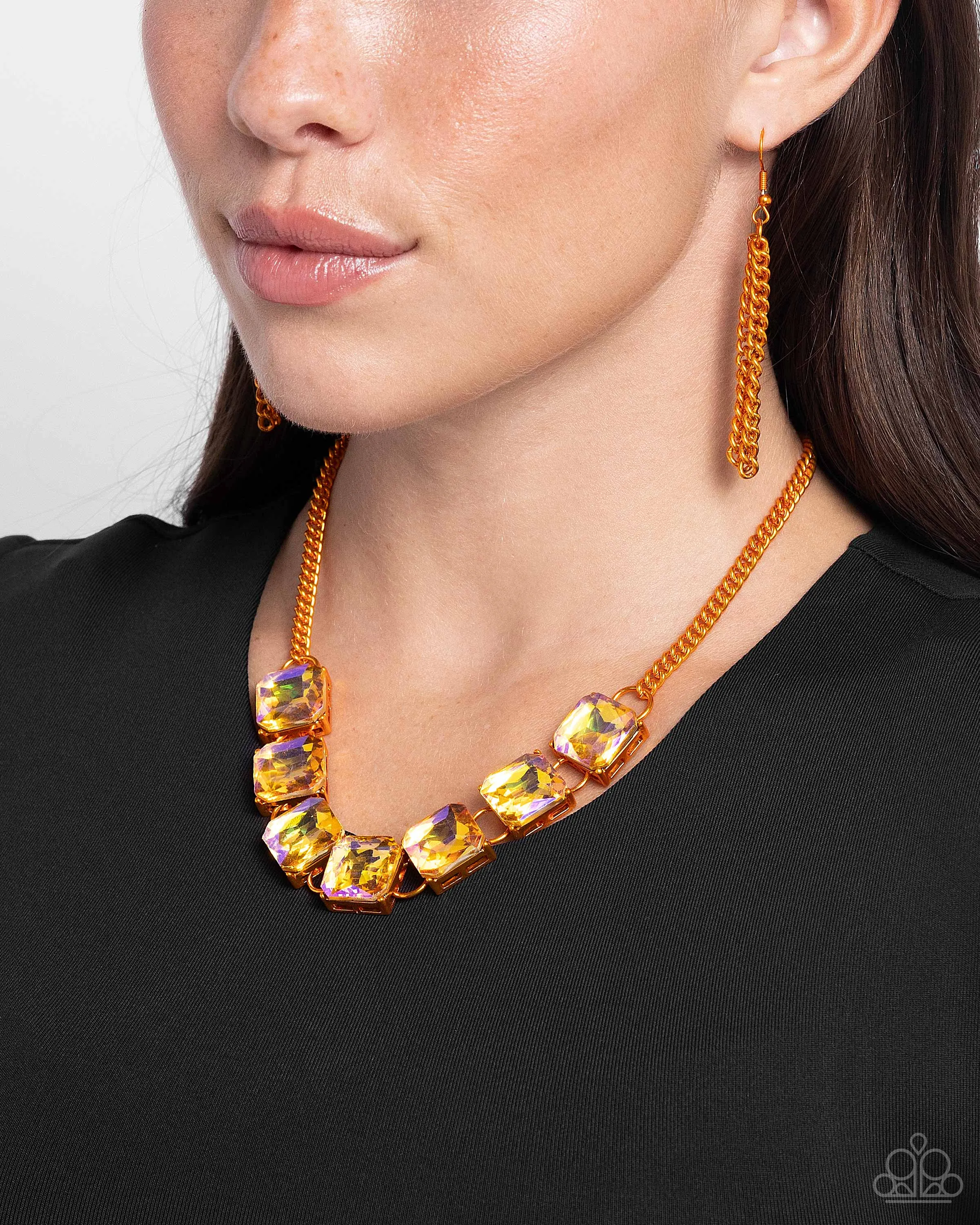 PAPARAZZI I SQUARE to Secrecy - Orange NECKLACE